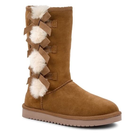 Koolaburra by Ugg Victoria Bow Tall Shearling Fur Boots US 7 - Picture 1 of 10